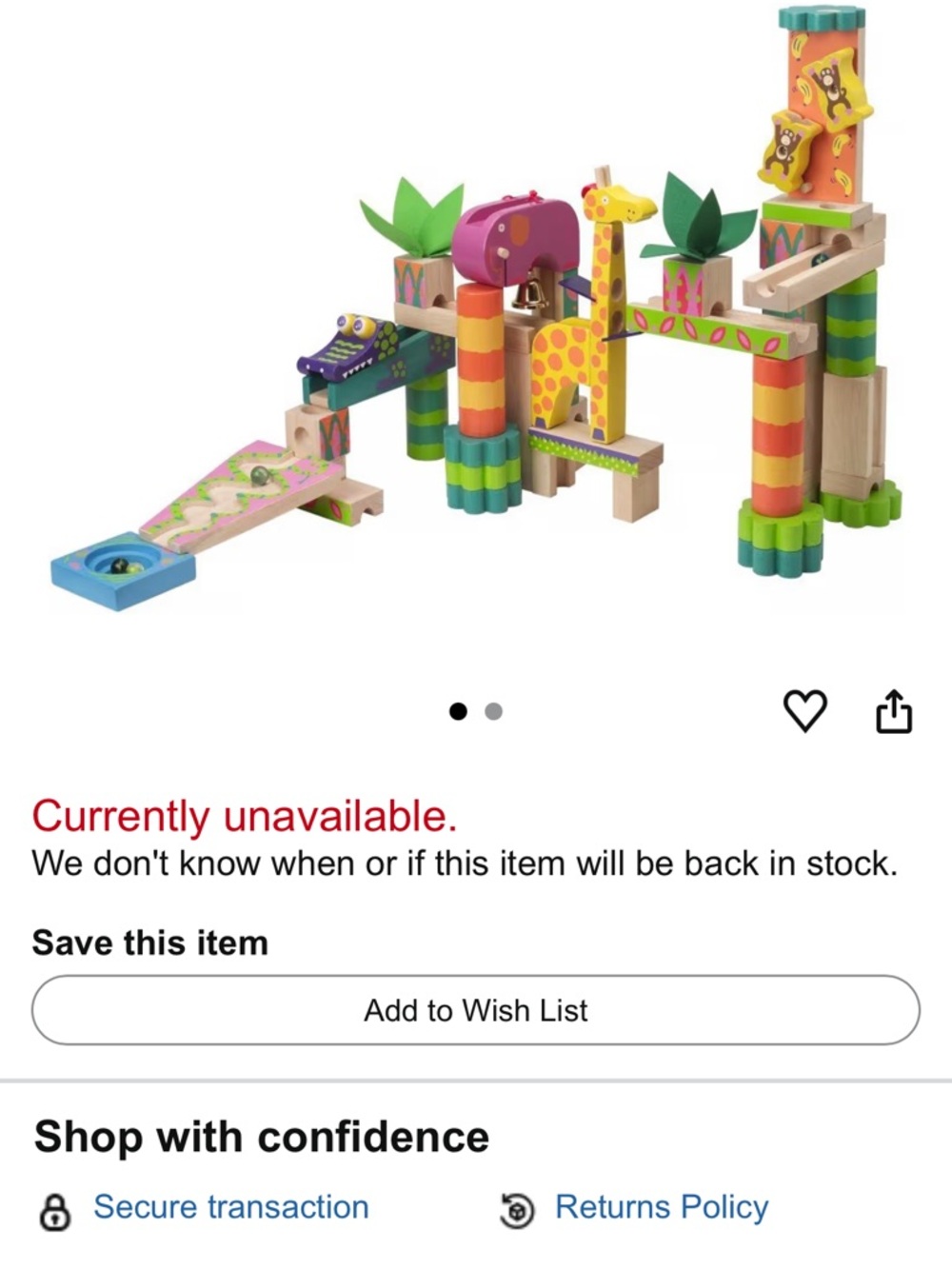 Alex toys wooden jungle Marble Run Toy - make your own run! - Picture 13 of 13